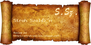 Stroh Szolón névjegykártya